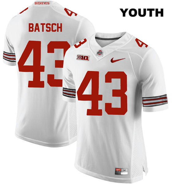 Ohio State Buckeyes Youth Ryan Batsch #43 White Authentic Nike College NCAA Stitched Football Jersey AN19Q82QO